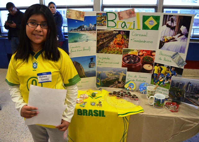 A student with their Brazil project.