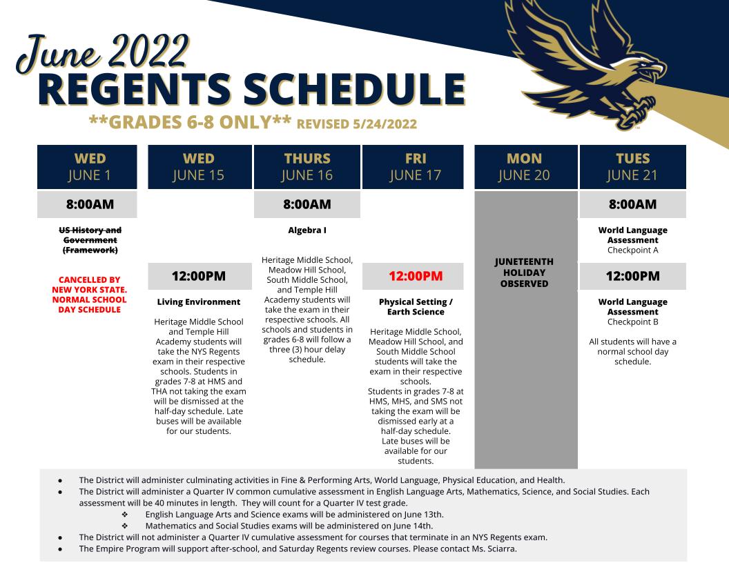Regents Schedule Graphic