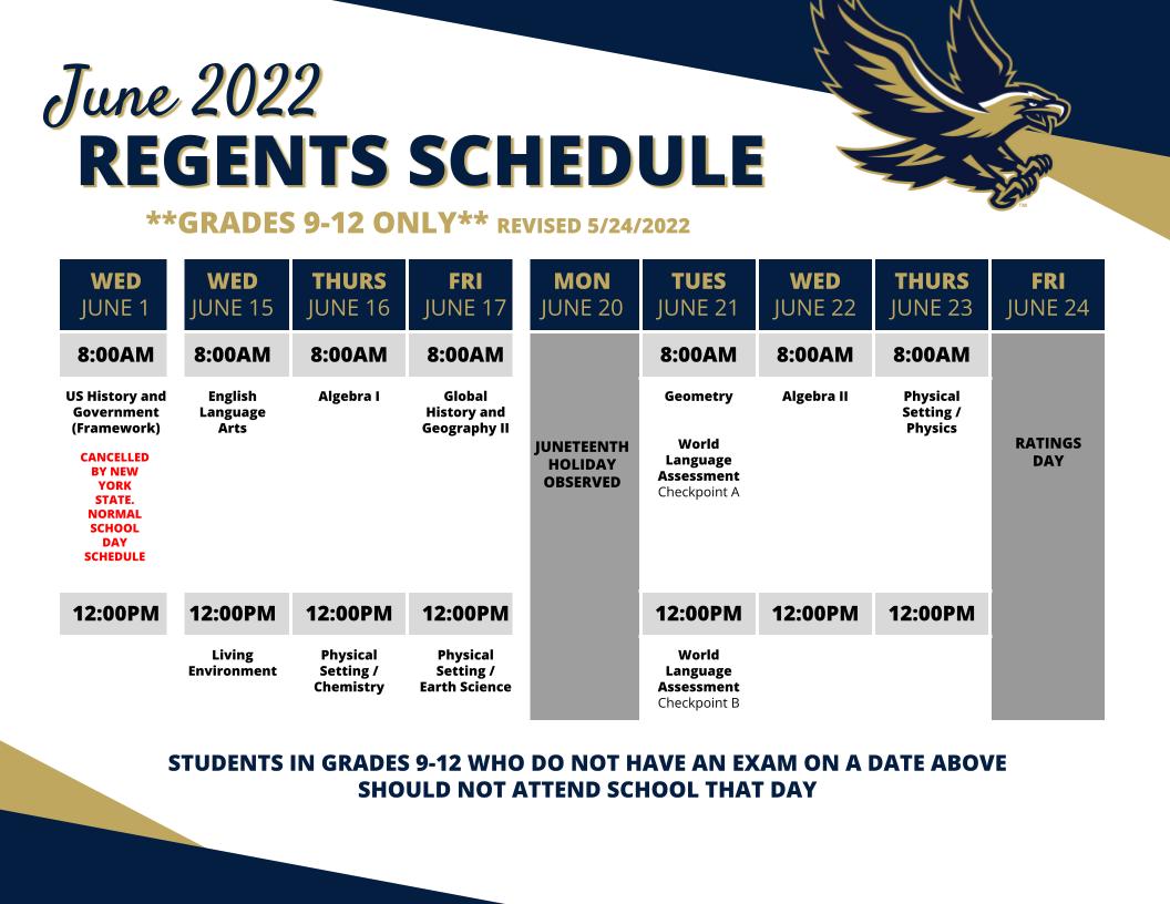 Regents Schedule Graphic