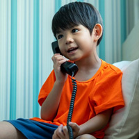 child on landline