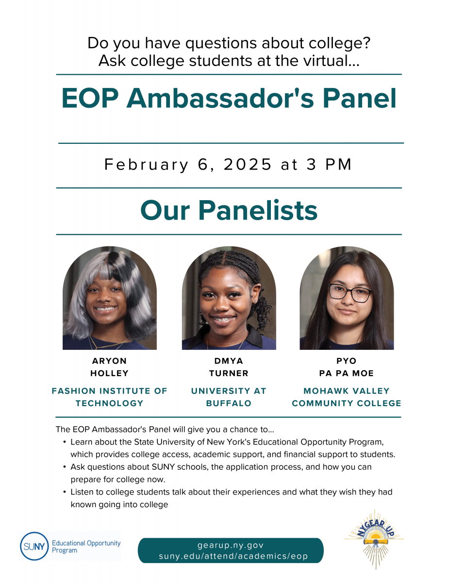 Thumbnail for NY GEAR UP and SUNY presents a VIRTUAL Panel Discussion with COLLEGE students and Professionals