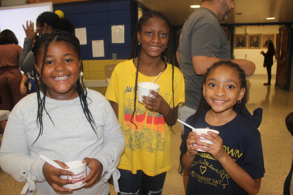 Students enjoying their ice cream.