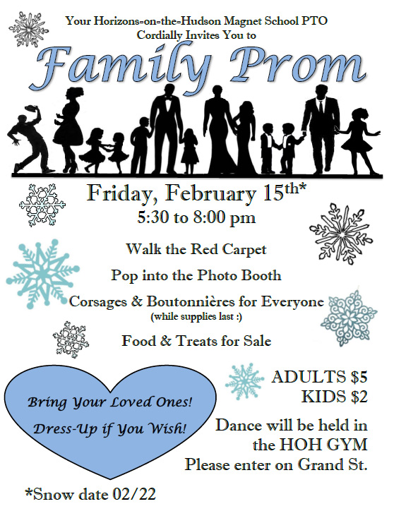 PTO Family Prom Flyer. All information on flyer listed above.